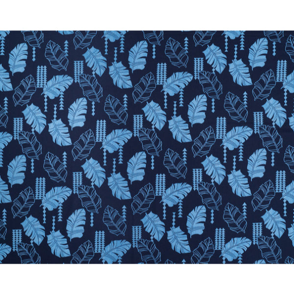 Chic Tropical Leaf Print for Interior Decoration | Navy BLU-0018C