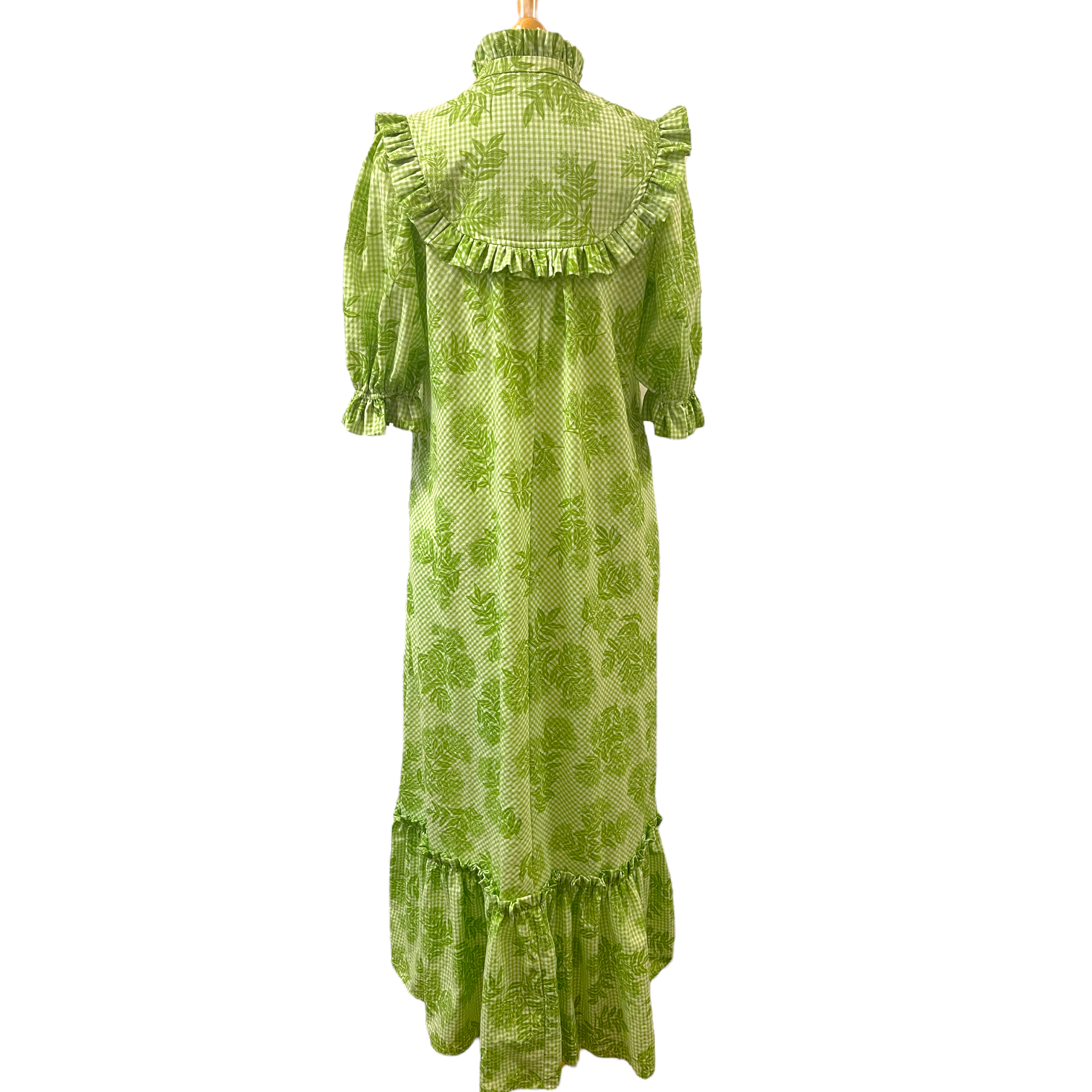 Yellow Hibiscus Traditional Muumuu Green Dress