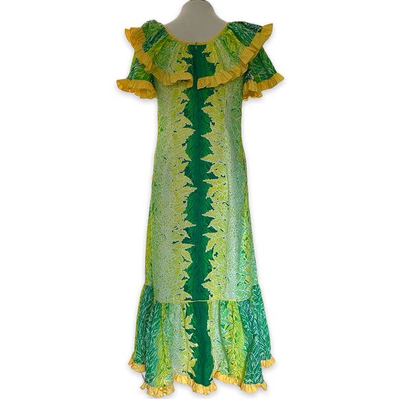 Tropical Lei Flowers Ombre Muumuu - Green 7378