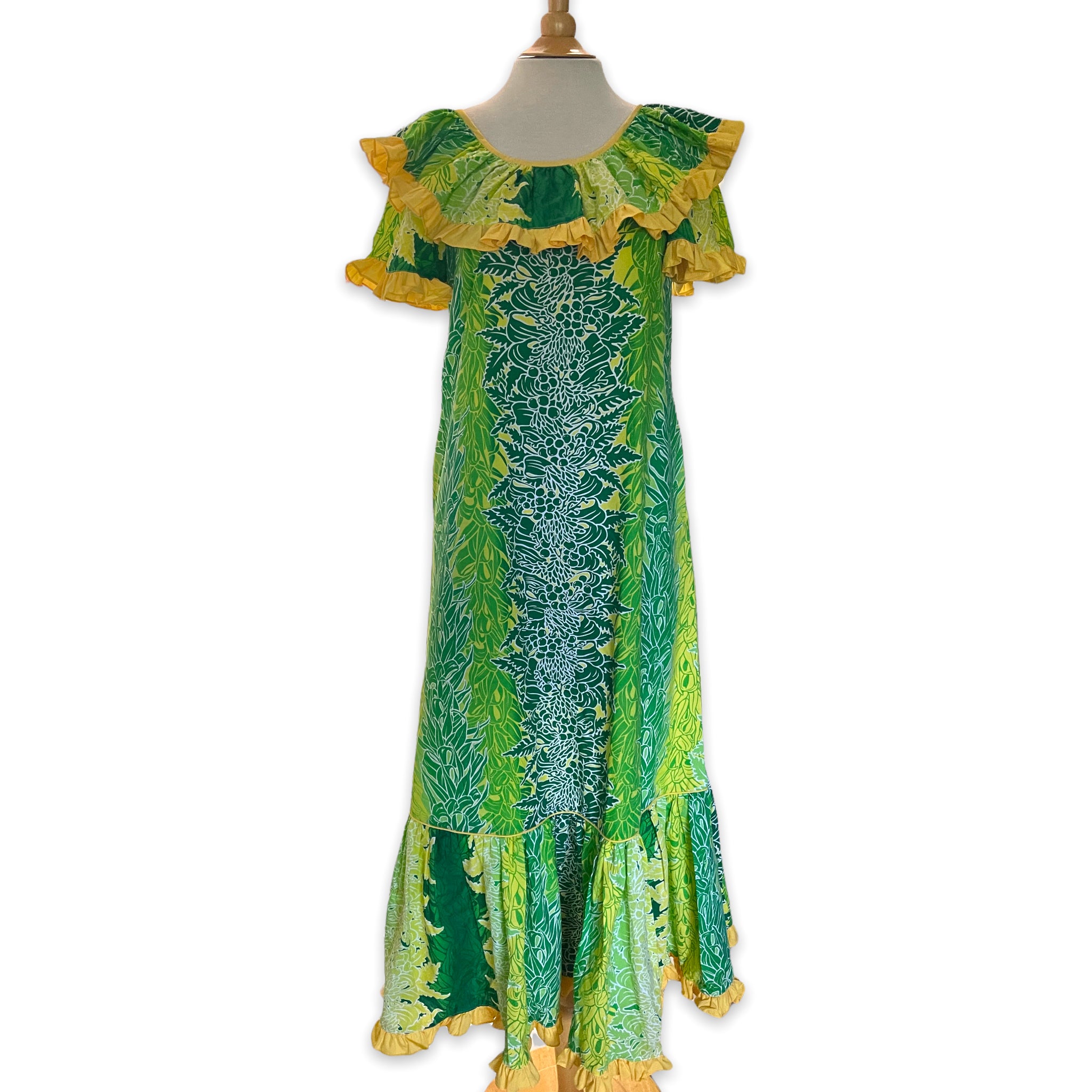 Tropical Lei Flowers Ombre Muumuu - Green 7378 - 0