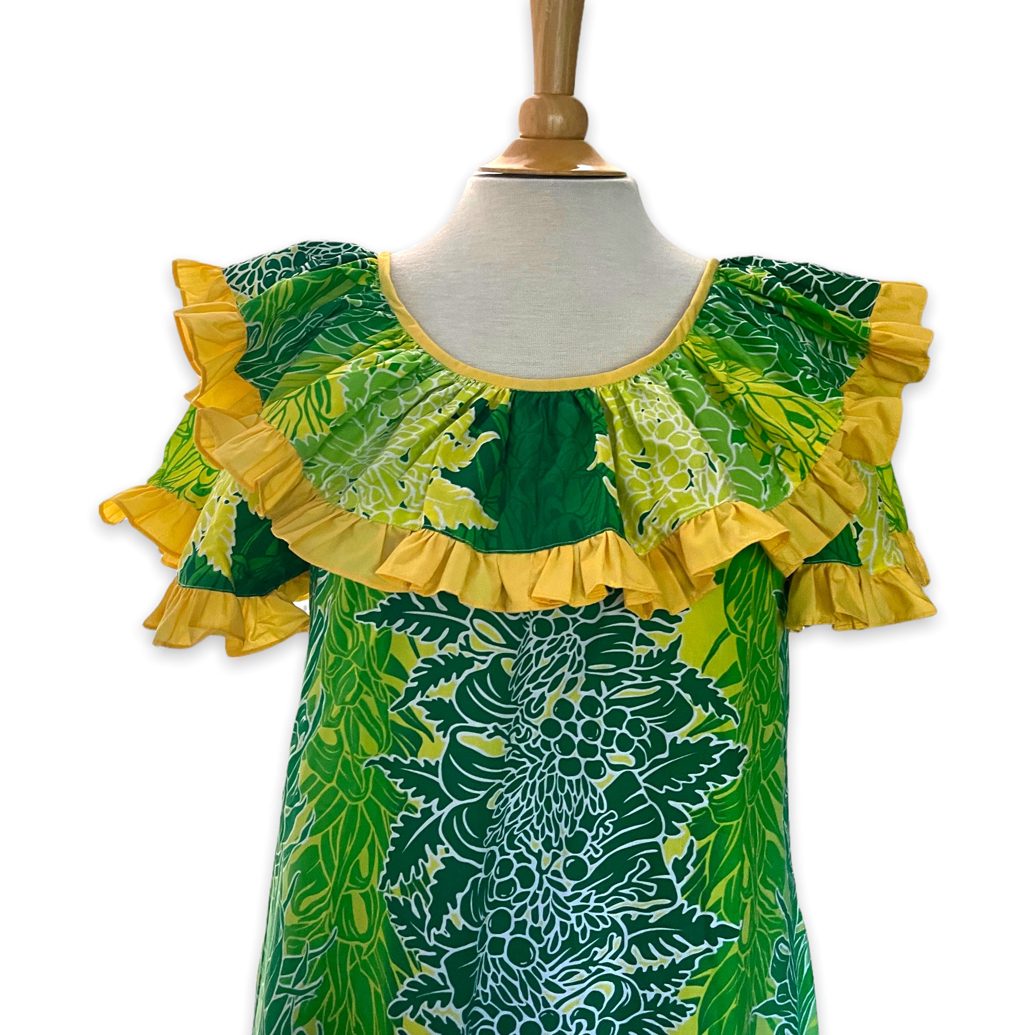 Tropical Lei Flowers Ombre Muumuu - Green 7378