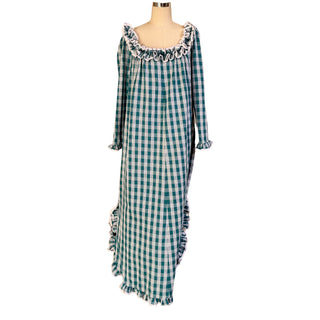 Teal Green Palaka Muumuu Vintage Styling- Long Sleeve 6303 6306