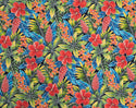 Red hibiscus and Tropical Green Fabric GRE-0002C