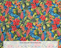 Red hibiscus and Tropical Green Fabric GRE-0002C