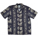 Hawaiian Motif Paradise Rayon Shirt | Black - Muumuu Outlet