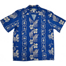 Hawaiian Motif Paradise Rayon Shirt | Blue - Muumuu Outlet