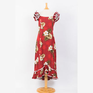 Buy red Hibiscus and Palm Tree Family Matching Gorgeous Ruffle Hawaiian Dress
