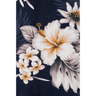 Buy navy Pastel Blue Hibiscus Print Ruffle Sleeve Dress