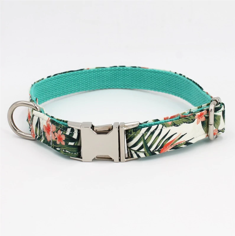 Hawaiian Palm Leaf Bow Tie for Dog | Pet Collar, Leash, Tie 3Pc Set | Green - Muumuu Outlet