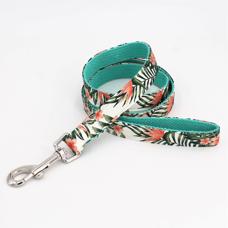 Hawaiian Palm Leaf Bow Tie for Dog | Pet Collar, Leash, Tie 3Pc Set | Green - Muumuu Outlet