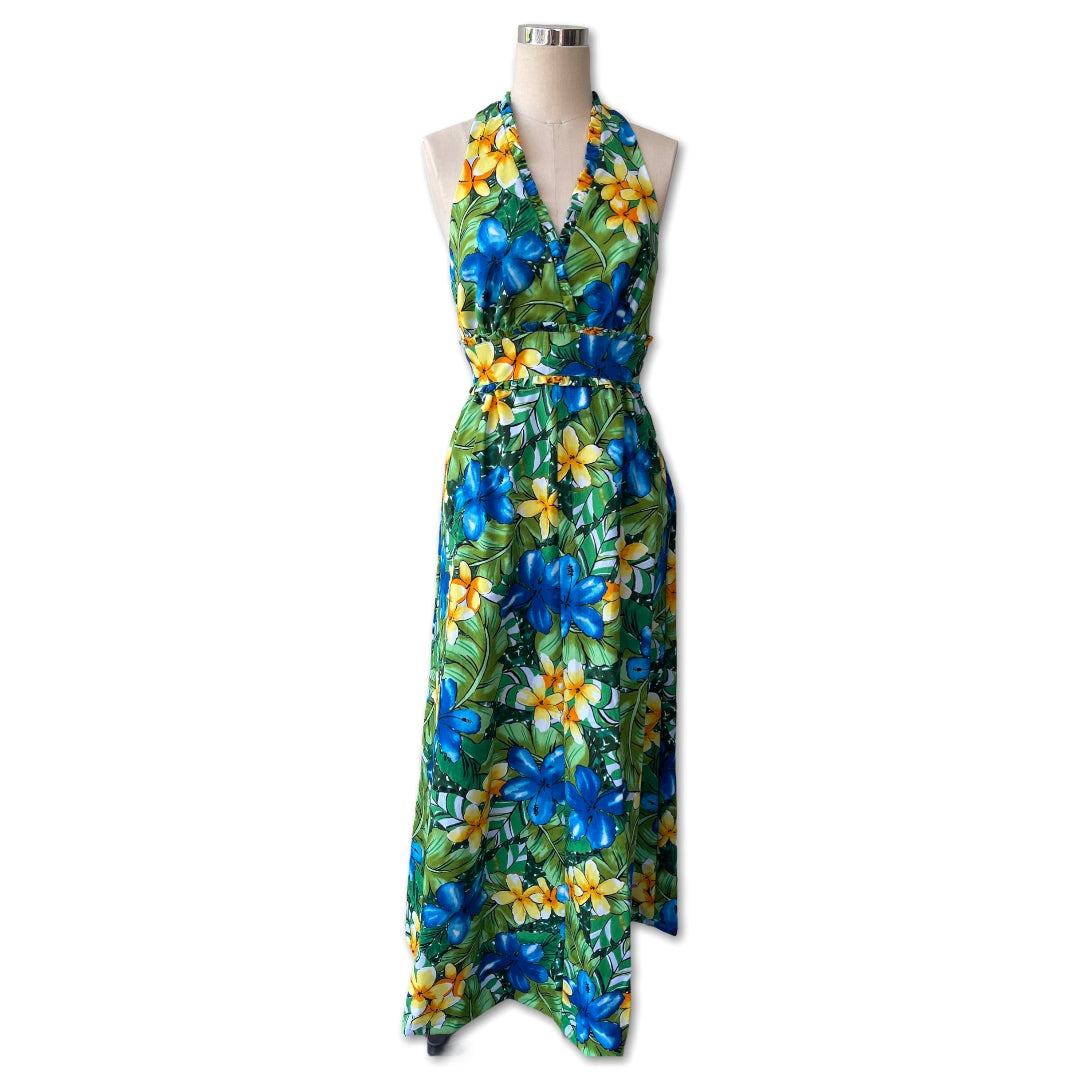 Tropical Hawaiian Flower Dress | Blue 5204 - 0