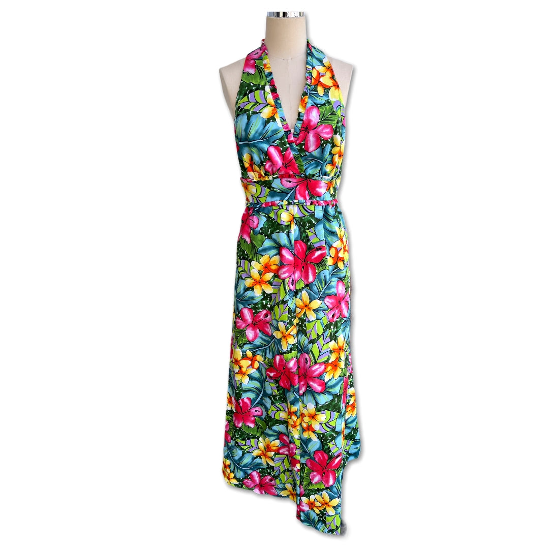 Tropical Hawaiian Flower Sleeveless Summer Dress | Pink 5204 - 0