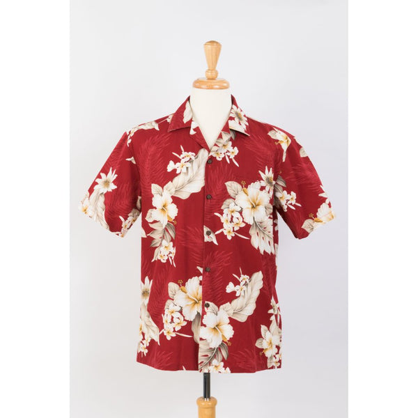 Hibiscus print aloha shirts red