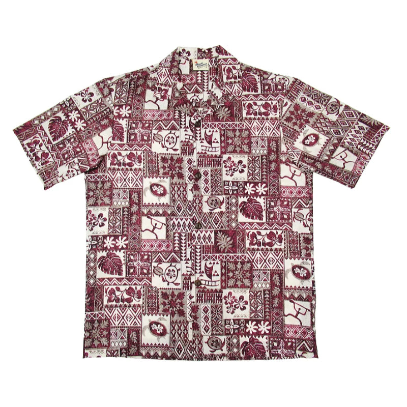 Hawaiian Motif Aloha Shirt | Blue, Green, Red - Muumuu Outlet