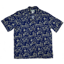 Retro Hawaiian Motif Aloha Shirt | Navy - Muumuu Outlet