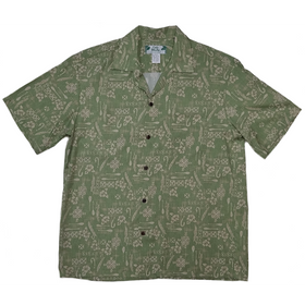 Retro Hawaiian Motif Aloha Shirt | Green - Muumuu Outlet