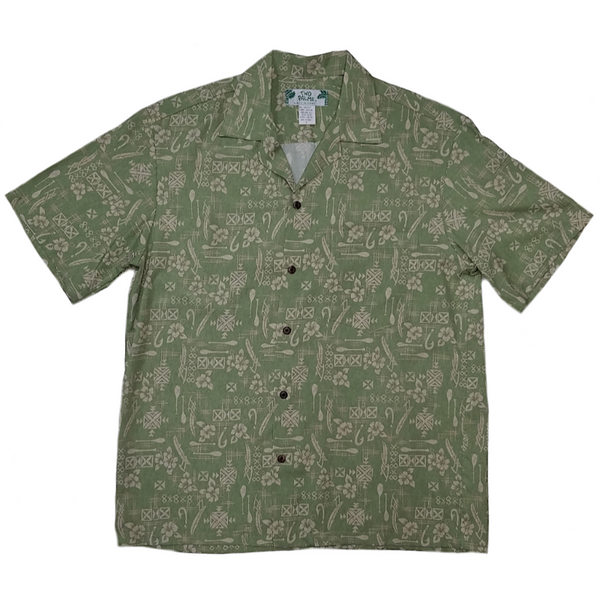 Retro Hawaiian Motif Aloha Shirt | Green - Muumuu Outlet