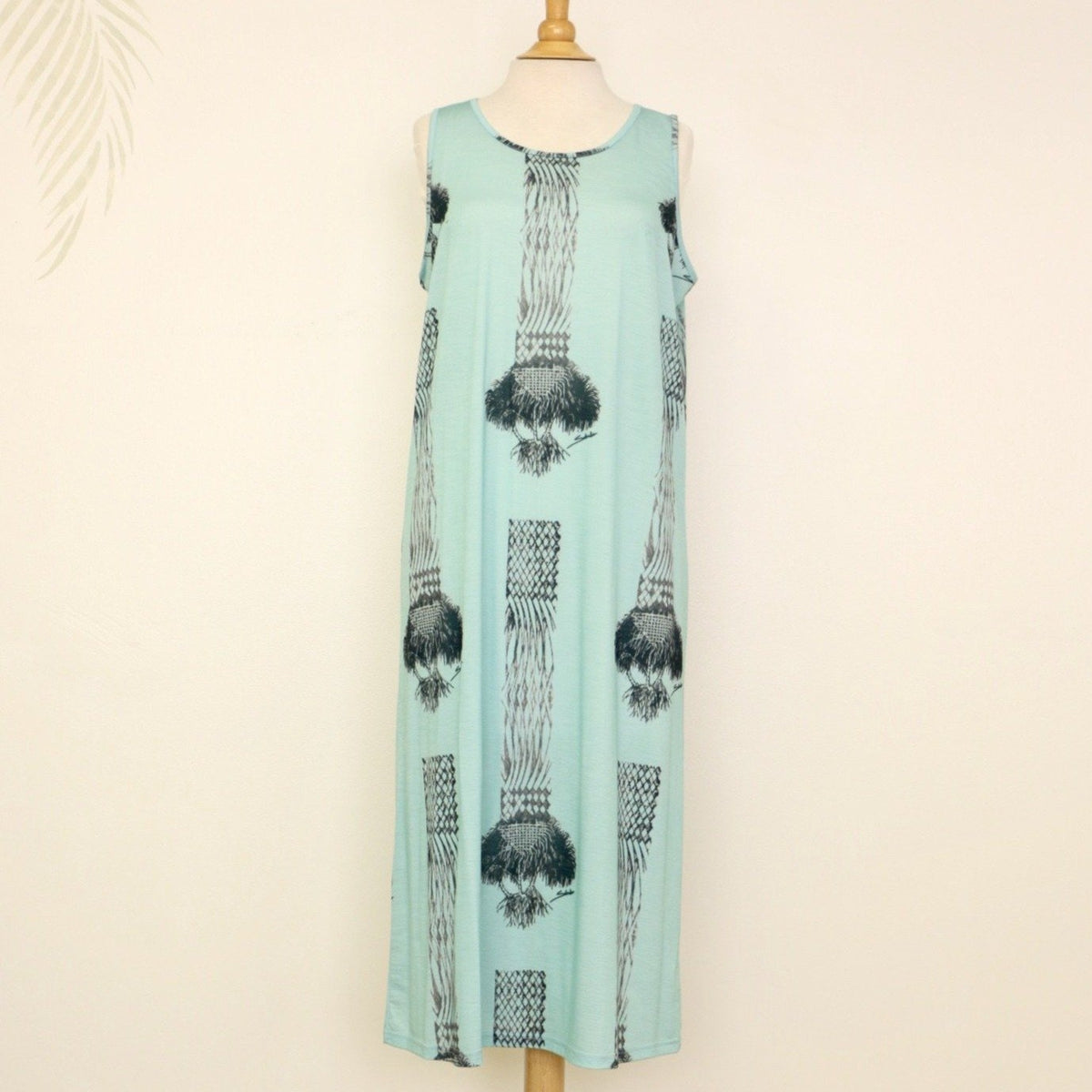 Sabado Design Sleeveless A Line Dress - Navy Tree on Light Blue - Muumuu Outlet