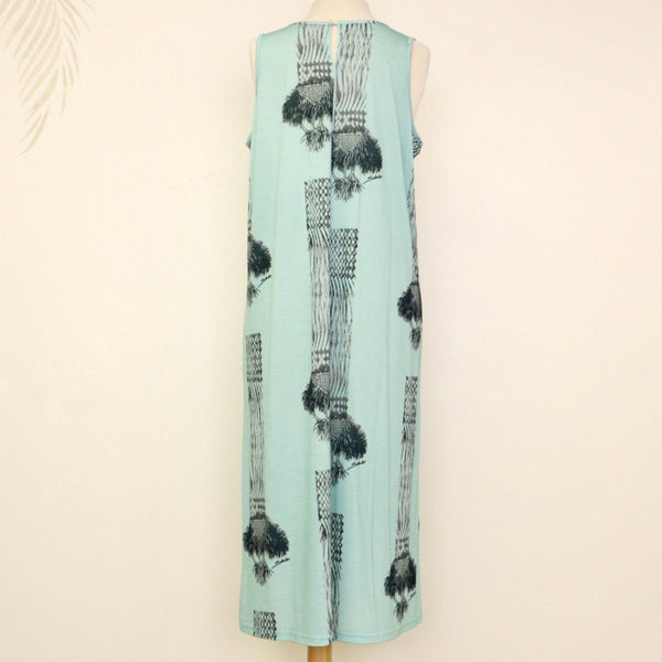Sabado Design Sleeveless A Line Dress - Navy Tree on Light Blue - Muumuu Outlet