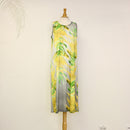Sabado Design Sleeveless A Line Dress, Yellow Torch Ginger on Gray - Muumuu Outlet