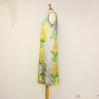Sabado Design Sleeveless A Line Dress, Yellow Torch Ginger on Gray - Muumuu Outlet