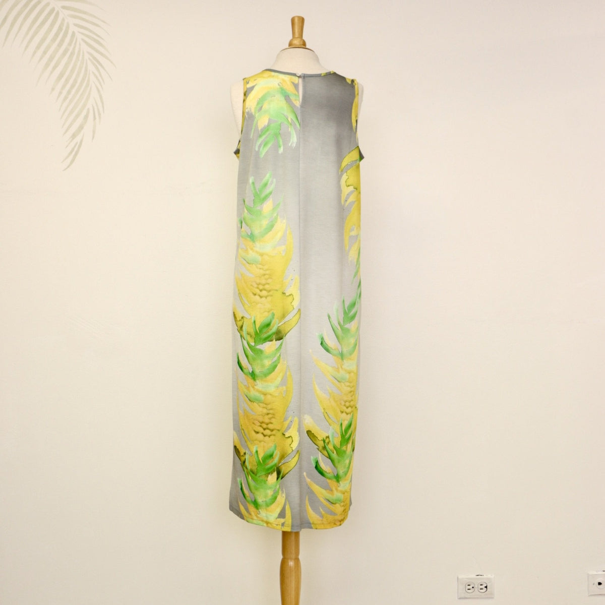 Sabado Design Sleeveless A Line Dress, Yellow Torch Ginger on Gray - Muumuu Outlet