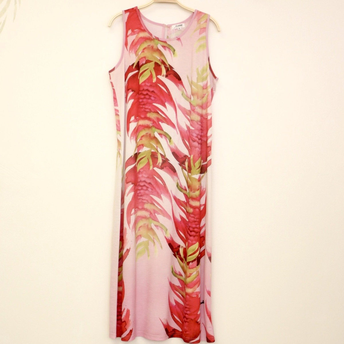 Sabado Design Sleeveless A Line Dress, Red Torch Ginger on Light Pink - Muumuu Outlet