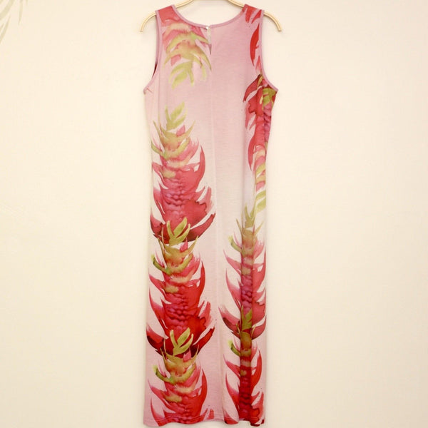 Sabado Design Sleeveless A Line Dress, Red Torch Ginger on Light Pink - Muumuu Outlet
