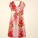 Sabado Design Short Sleeve Swing Dress - Red Torch Ginger on Light Pink - Muumuu Outlet