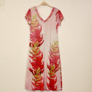 Sabado Design Short Sleeve Swing Dress - Red Torch Ginger on Light Pink - Muumuu Outlet