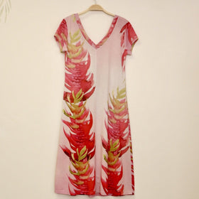 Sabado Design Short Sleeve Swing Dress - Red Torch Ginger on Light Pink - Muumuu Outlet