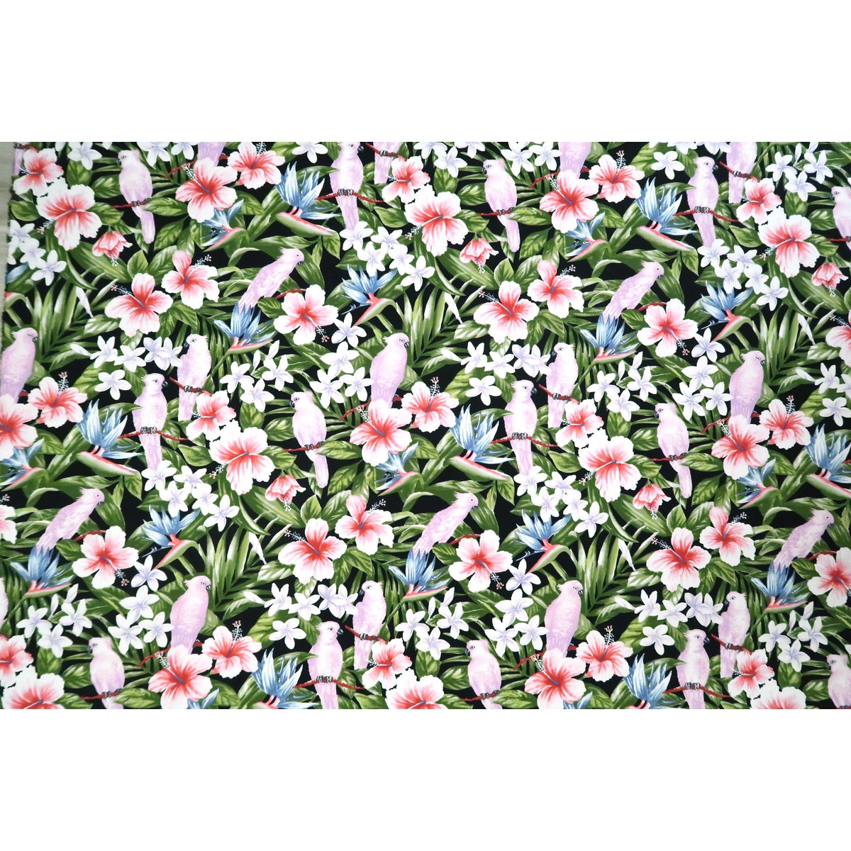 Tropical Birds Print Fabric | Black - Muumuu Outlet