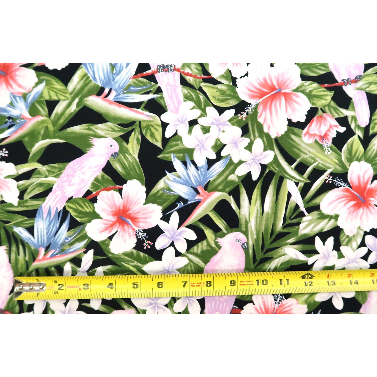 Tropical Birds Print Fabric | Black - Muumuu Outlet