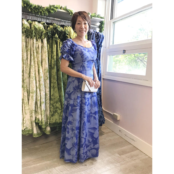 Blue Half Sleeve Hawaiian Dress | Blue Rose - Muumuu Outlet