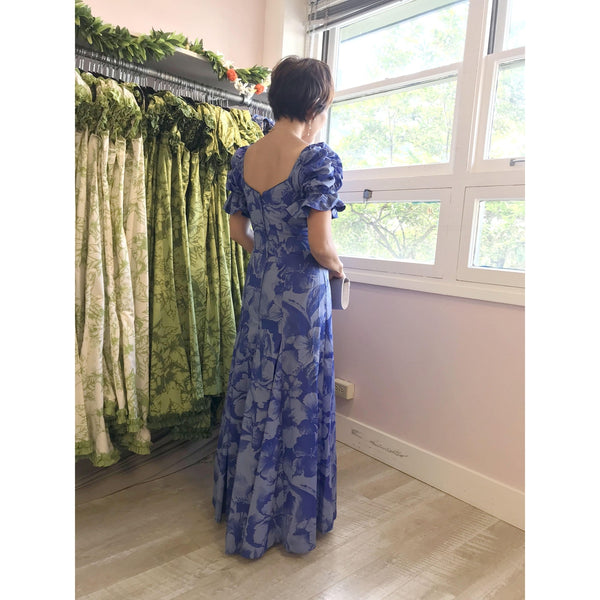 Blue Half Sleeve Hawaiian Dress | Blue Rose - Muumuu Outlet