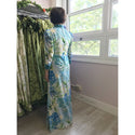 Green Mandarin Collar Monstera Leaf Hawaiian Dress | Plus Size - Muumuu Outlet