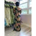 Brown Hibiscus Mandarin Collar Dress - Muumuu Outlet