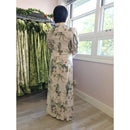 White Velvet Trim Mandarin Collar Hibiscus Dress 