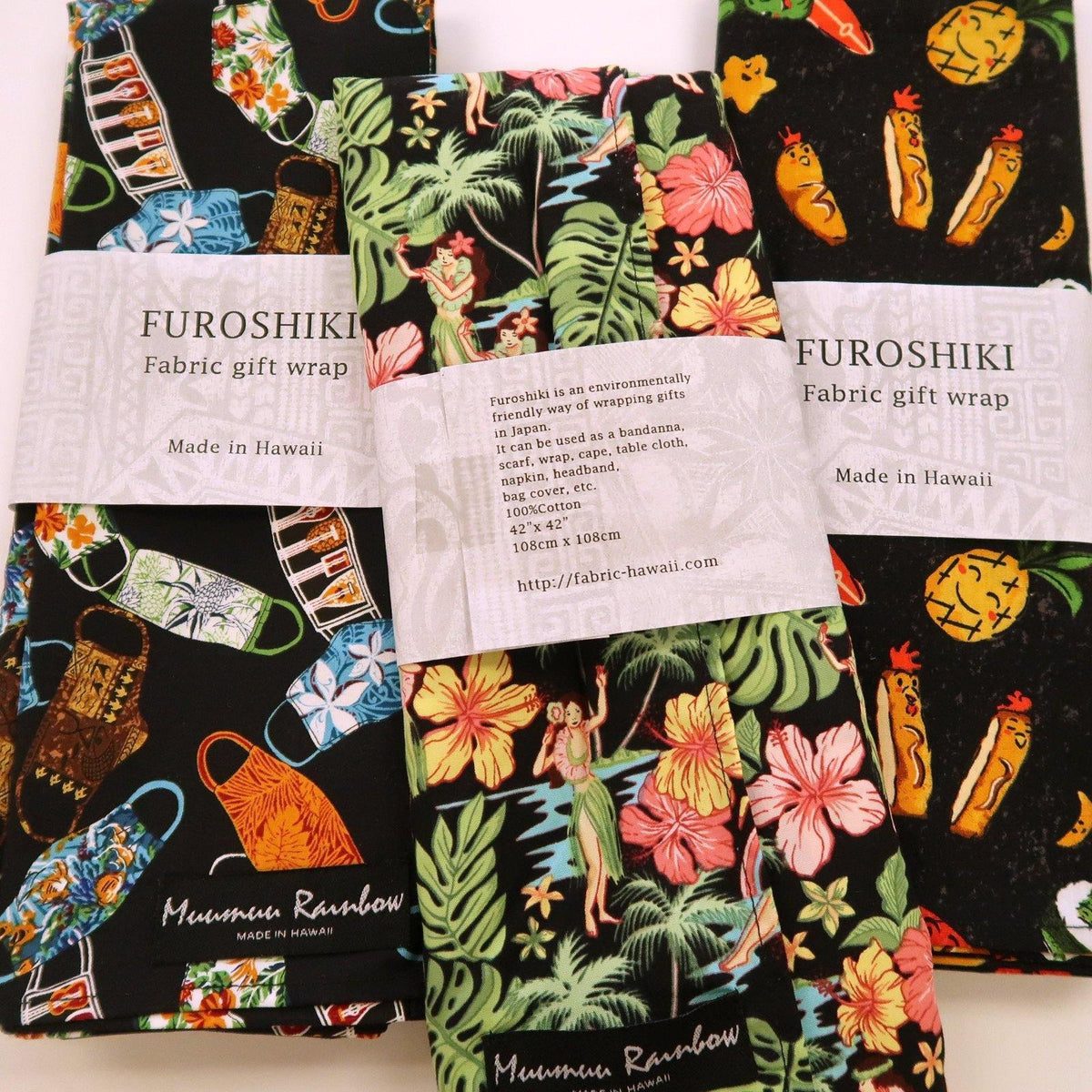 Black Fabric Gift Wrap Furoshiki | Eco Wrapping Cloth | LARGE - Muumuu Outlet