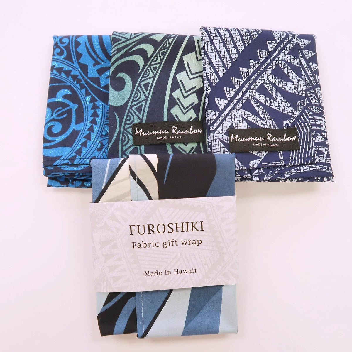 Blue Hawaiian Fabric Gift Wrap Furoshiki | Eco Wrapping Cloth Small - Muumuu Outlet