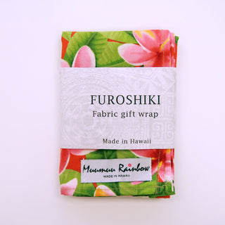 Red Plumeria Floral Shower Gift Wrap Cloth | Small & Large - Muumuu Outlet