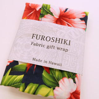 Hibiscus Print Fabric Gift Wrap | Eco Wrapping Cloth & Bandanna| SMALL - Muumuu Outlet