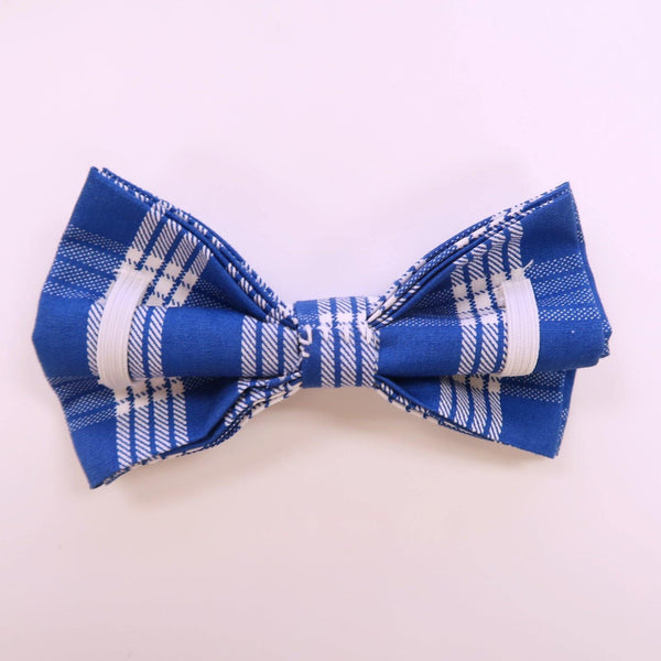 Blue Palaka Plaid Print Dog's Bow Tie - Muumuu Outlet
