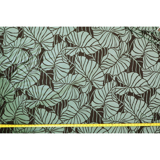 Hawaiian Leaf Knit Jersey Fabric | Blue - Muumuu Outlet