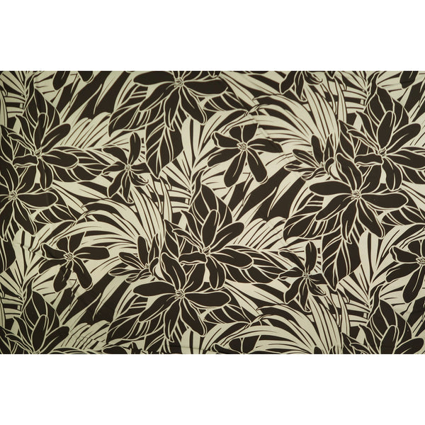 Hawaiian Floral Print Knit Jersey Fabric | Black - Muumuu Outlet