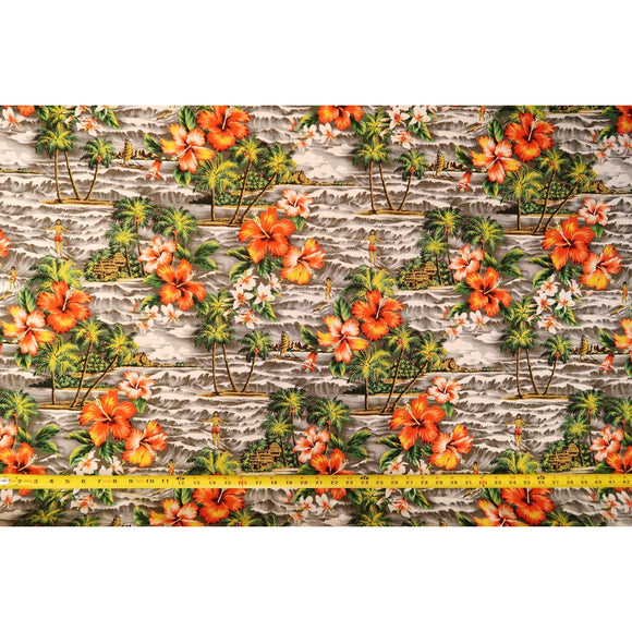 Vintage Surf & Wave Fabric | Grey - Muumuu Outlet