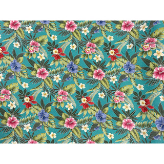 Small Hibiscus Print Cotton Hawaiian Fabric | Green - Muumuu Outlet