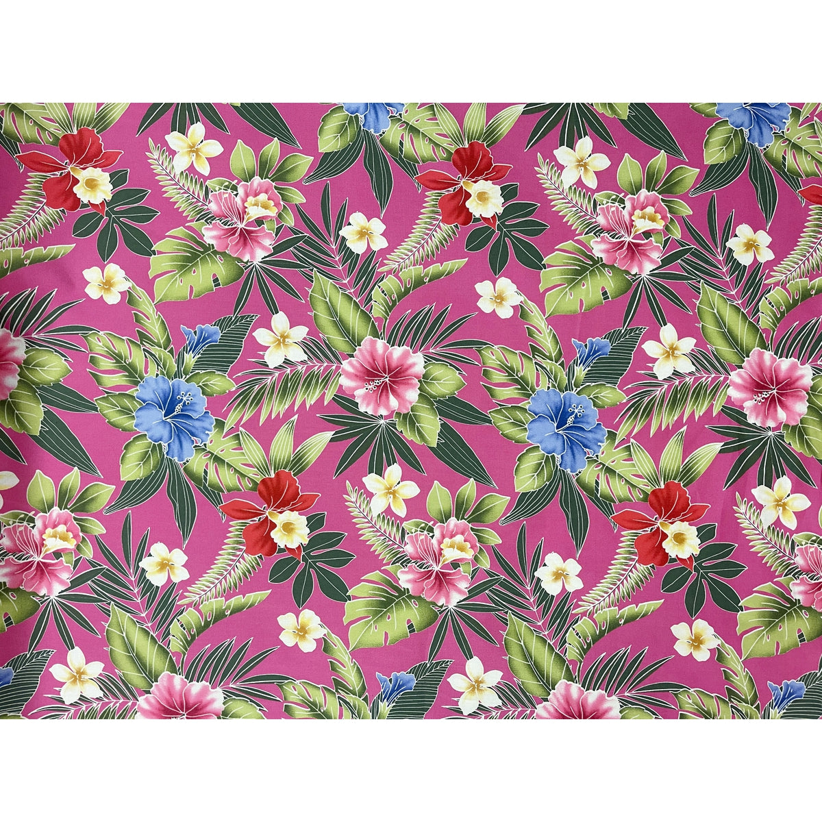 Small Hibiscus Print Cotton Hawaiian Fabric | Pink - Muumuu Outlet