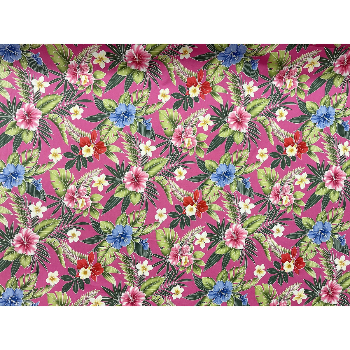 Small Hibiscus Print Cotton Hawaiian Fabric | Pink - Muumuu Outlet