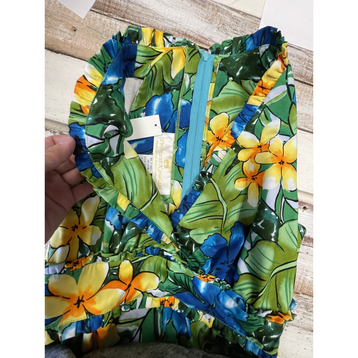 Tropical Hawaiian Flower Dress | Blue 5204